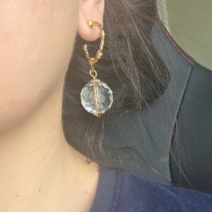 Elegant Gold and Crystal Hoop Earrings